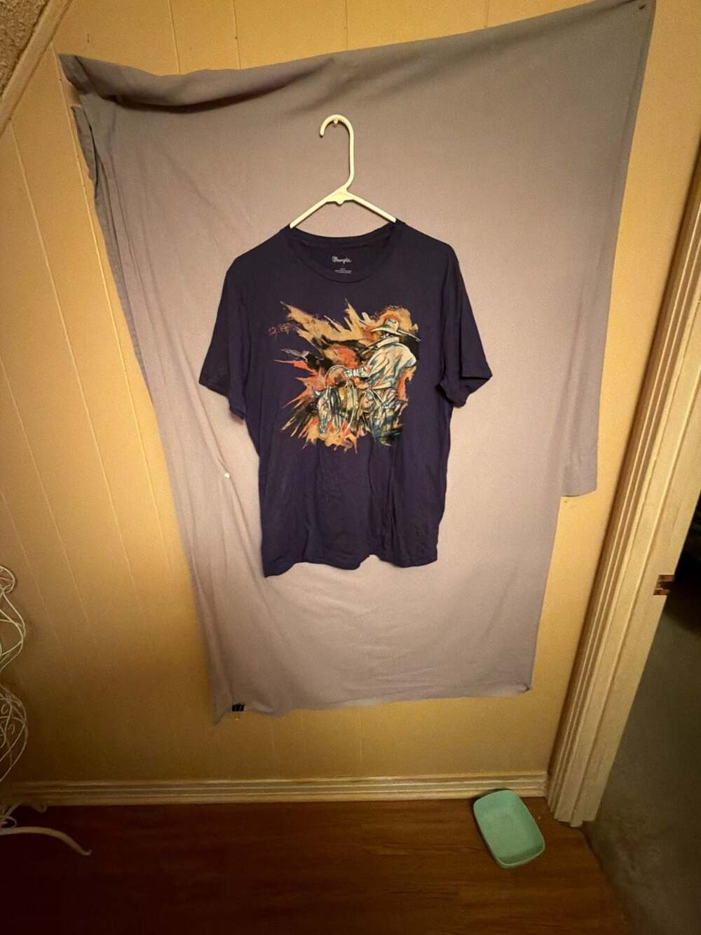 Wrangler Cowboy Horse Rodeo Graphic T-Shirt Navy Blue Size L